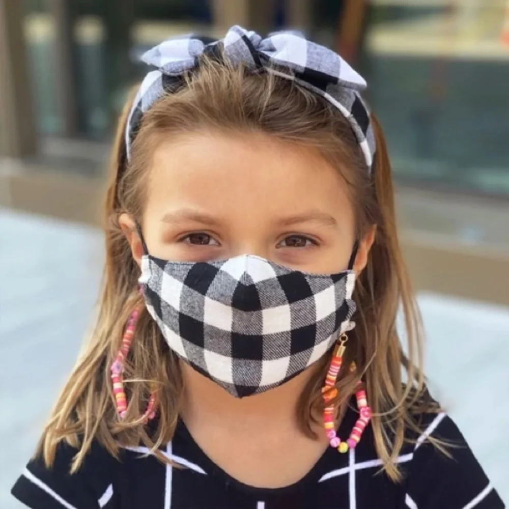 Lele Sadoughi SET OF 2 BLACK TIE KIDS' FACE MASKS, NWT